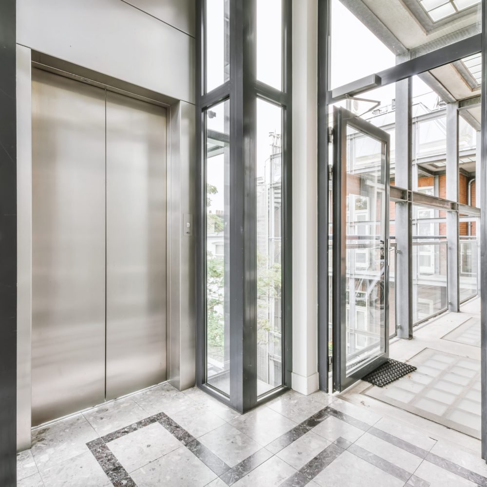 Modern entrance hall of the house with an elevator